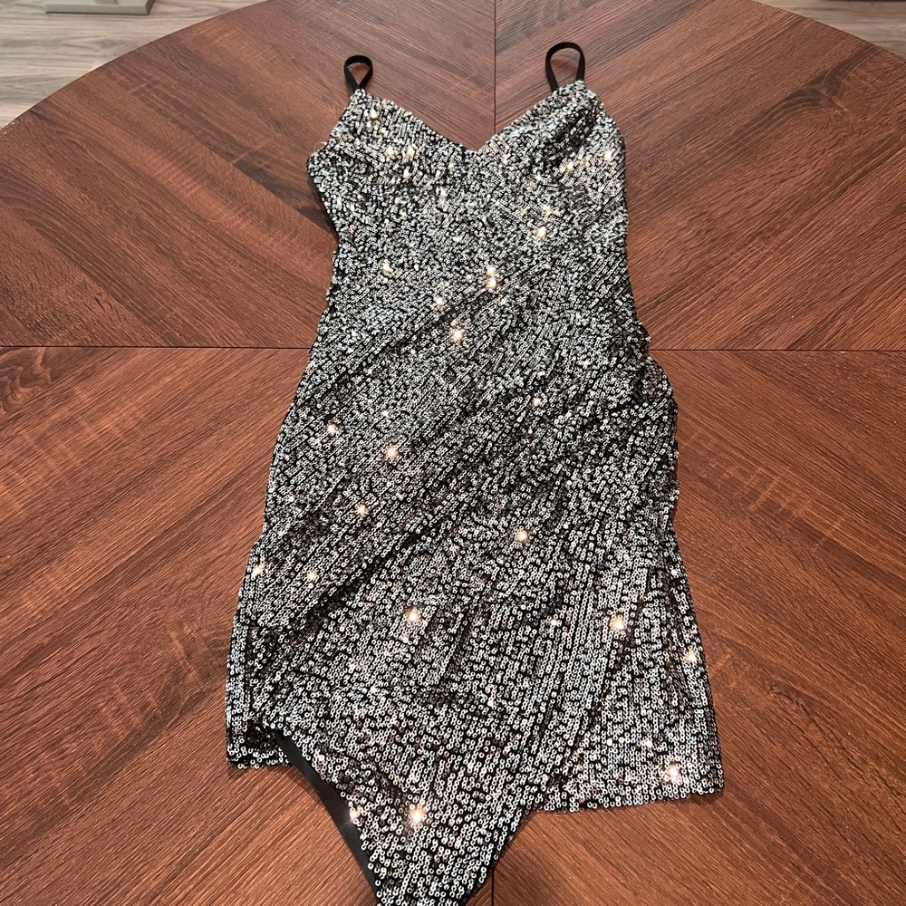 New Sequin Black and Silver Dress XS